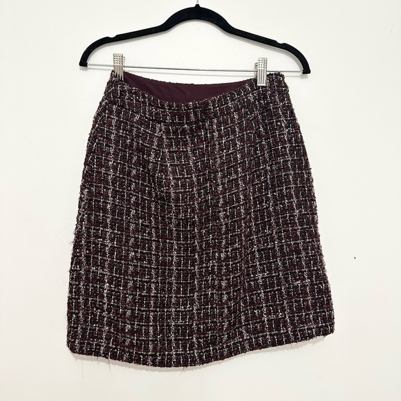 Ann Taylor LOFT Boucle Pocket Shift Skirt Size 0 Classic Plum - Picture 5 of 6